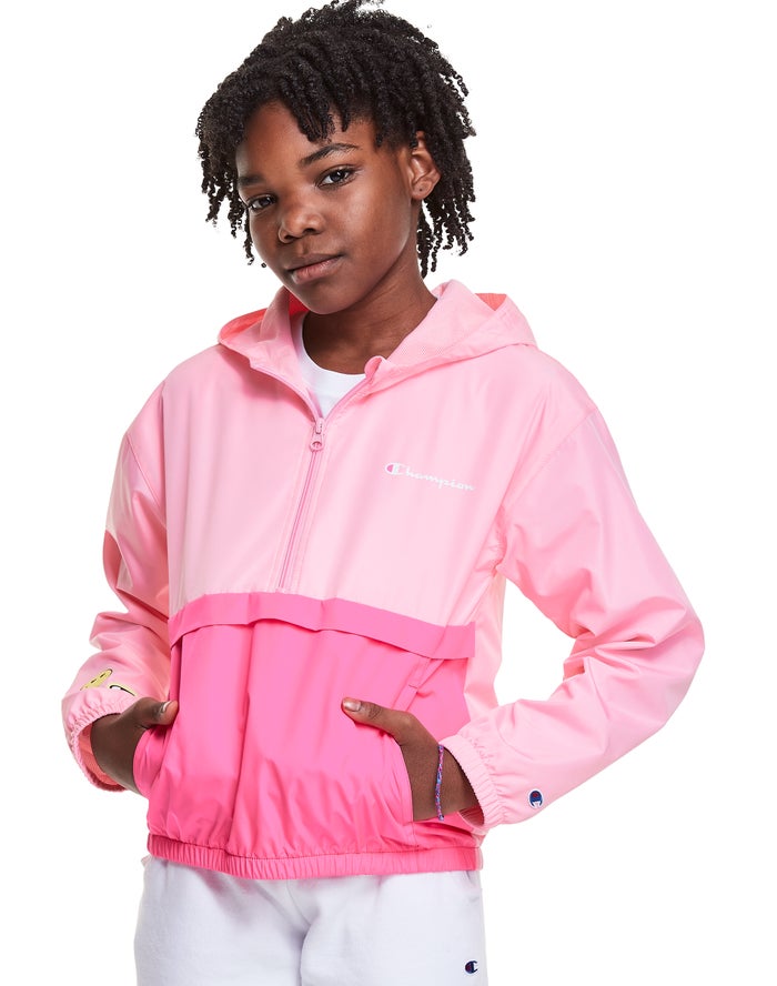 Champion Colorblock Windbreaker Smiley Face Kiz Çocuk Ceket Pembe ( NCOSIV487 )